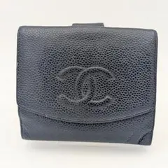 CHANEL ❤️ 三つ折り財布 　キャビアスキン　ココマーク 　黒　シャネル