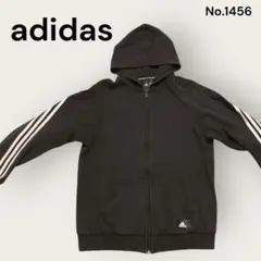adidas フード付き ジャージ スウェット 黒 ３本ライン
