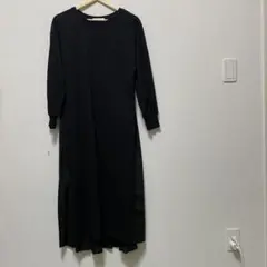 AUNT MARIE’S 綿100%ワンピースロング　ブラック　FREEサイズ