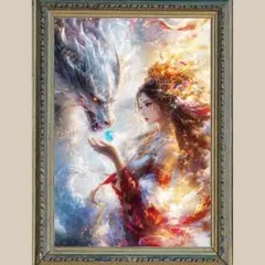 守護と調和を象徴する開運 ☆ 白龍と天女 No.66 ☆ 開運ヒーリングアート