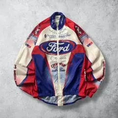 USA製90sヴィンテージVOLERサイクルジャケット企業ロゴレッドM古着激レア