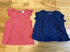 【H&M.西松屋】赤、ネイビーノースリーブトップス 90cm 2枚セットのサムネイル