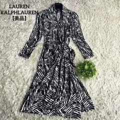 【美品】ラルフローレン　カシュクール　ドレープ　ワンピース　総柄　レディースL