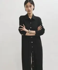 ADAM ET ROPE’ ポロシャツライクカットソーワンピース　ブラック