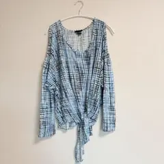 ✩値下げ大歓迎✩オフショルダー 水色×黒 チェックシャツ【M】