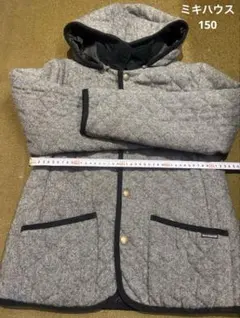 ミキハウス・ツイード風キルティングコート・フード付き・150