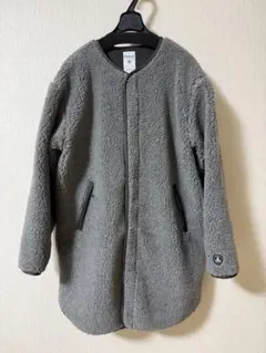 オーシバル ノーカラー ウール ボアコート　グレー