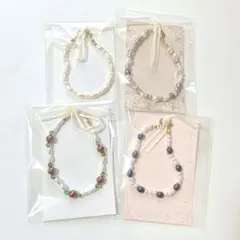 ブレスレット4点セット　ハンドメイド　ビーズ　パール　アクセサリー