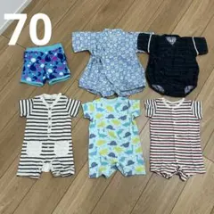 70cm 夏服　半袖　ロンパース　まとめ売り　5枚　男の子　夏　70 前開き