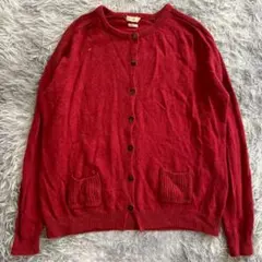 希少✨【イエルセ】カシミアブレンド カシミヤ ウール混 赤 カーディガン L相当
