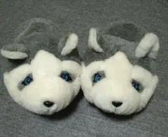 シベリアンハスキー　スリッパ　アニマル　犬　ぬいぐるみスリッパ