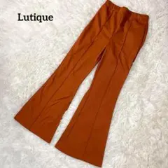 ルティーク　フレアパンツ　スラックス　茶色　L　無地　シンプル　1716