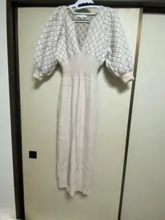 MERCURYDUO キルティングニットワンピース M ベージュ