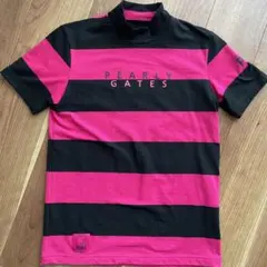 パーリーゲイツ　半袖ゴルフウェア　ピンク　黒　ボーダー　メンズ　サイズ3