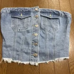 SHEIN デニム ベアトップ フリンジ Mサイズ