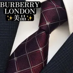 美品✨BURBERRY LONDON ネクタイ　ホースロゴ　ジャガードボルドー