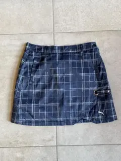 PUMA ネイビー チェック スカート　レディスXL ウエスト70cm