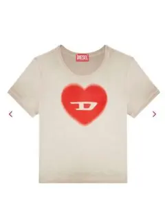 DIESEL ハートプリントTシャツ ブラウン DIESEL ハートプリント 半袖Tシャツ