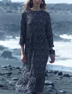 【ZARA】ZW COLLECTION プリントロングワンピース Sサイズ