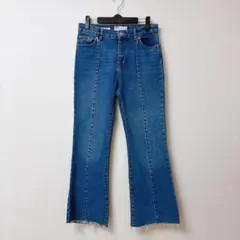 Bershka ベルシュカ デニム キックフレア カットオフ裾 M ブルー