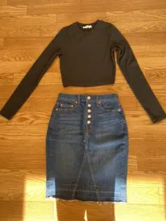 Gapデニムスカートグレートップス　ジーパン&カーディガン全部４点