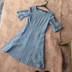 STRAWBERRY FIELDS グレー ひざ丈ワンピース 半袖