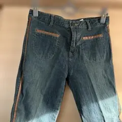 ダークブルー サイドラインデニムパンツ