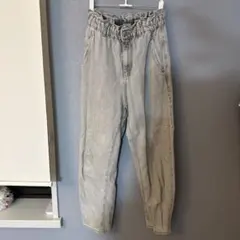 ZARA ハイウエスト デニムパンツ ライトグレー