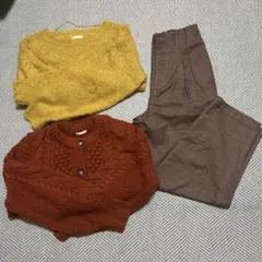 GU 上下3点セット　カーディガン・セーター・チェックパンツ