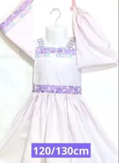 120\130cmエプロン、三角巾（頭おおい）、巾着袋の3点セット