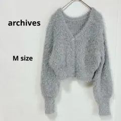 archives アルシーヴ　フェザーニットカーディガン　M クロップド　グレー