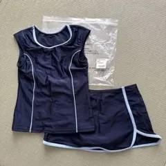 試着のみ/女の子用スクール水着 セット 140サイズ ネイビー