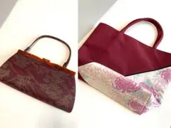 和装　着物　バッグ　ワインレッド