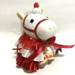アイドルホース　服　マント　ドレス　ぬい服　競馬　赤　白　リボン