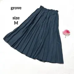 grove グローブ プリーツロングスカート ウエストゴム ふんわり グリーンのサムネイル