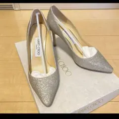 JIMMY CHOO シルバー グリッターハイヒール ROMY100
