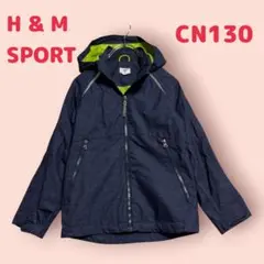 【１３０】H&M SPORT ウィンドブレーカー フード　デニムカラー　ネイビー