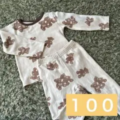 長袖パジャマ 100cm 男女兼用　春　秋　冬　クマ柄