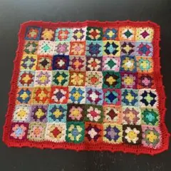 手編み　マルチカバー　ほぼウール　ハンドメイド（毛糸、パッチワーク、編み物）
