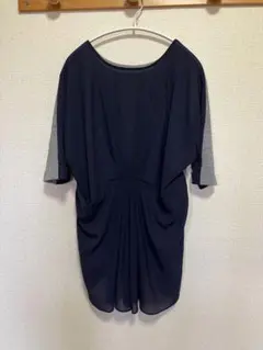 bleu fonce（ブルーフォンセ）異素材チュニック ネイビー×グレー 38