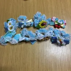 犬用リボンアクセサリー　8個セット 水色