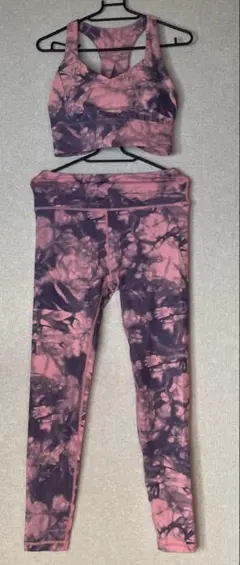 ピンク・紫マーブル ヨガウェアセット M