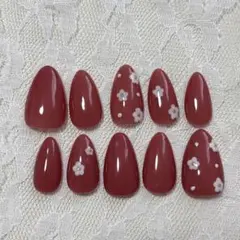 ローズピンク 花柄 ネイルチップ 10個セット