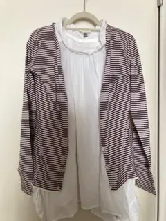 ジョンスメドレー　ボーダーシリーズ①–2  ペールピンク×ブラウン　カーディガン