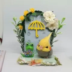 羊毛フェルト ミニオカメインコちゃんのミニ梅雨飾り - メルカリ