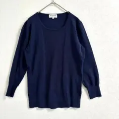 マックレガー　7分袖　ニット ネイビー　L クルーネック シンプル