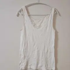​レース付き タンクトップ インナー オフホワイト Mサイズ相当