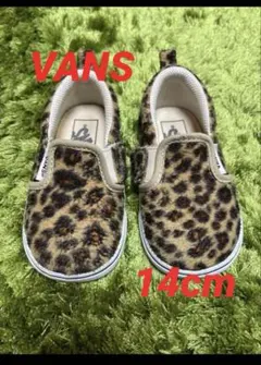 VANS キッズ スニーカー/スリッポン14cmレオパード ヒョウ柄