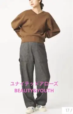 BEAUTY&YOUTH ソフトコットン Vネック スムース ニットプルオーバー