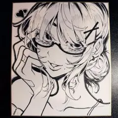 手描き イラスト オリジナル 色紙 モノクロ